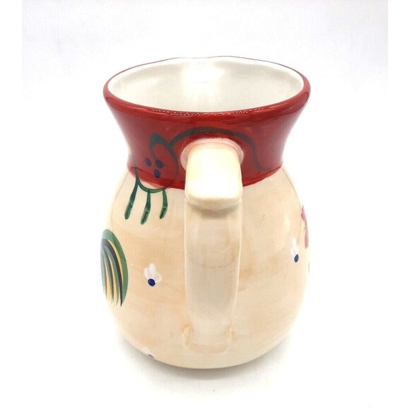 Vintage 222 FlFTH Ameraucana Discontinued Red Rooster Pitcher Vase - Picture 4 of 8